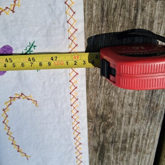 Rectangular Tablecloth White with Embroidered flowers 51"x48" Cottage Grandma - Picture 10 of 14